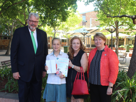 Congratulations to Lauren pictured with Greg, her mother and Catherine McAuley Principal