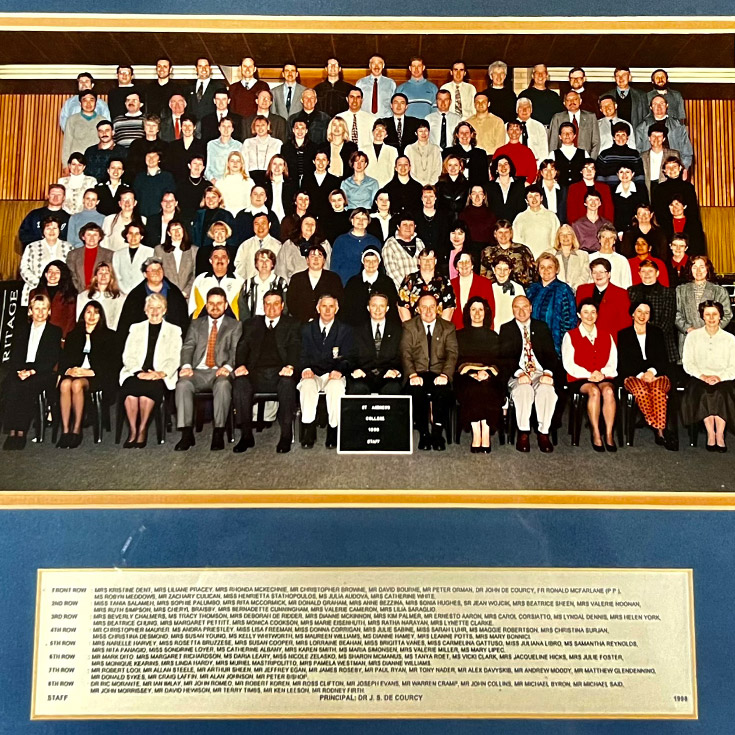 Historical image of teachers at St Andrews College Marayong